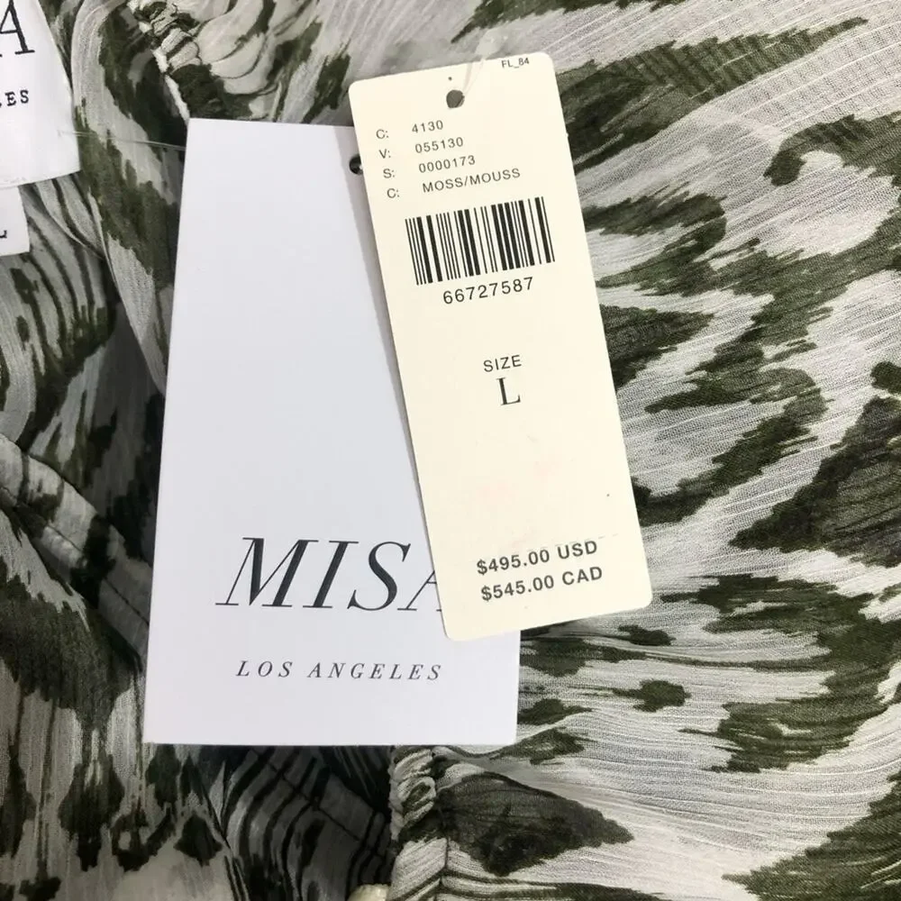 MISA Los Angeles Andromeda Dress Spring Ikat Print Large NWT